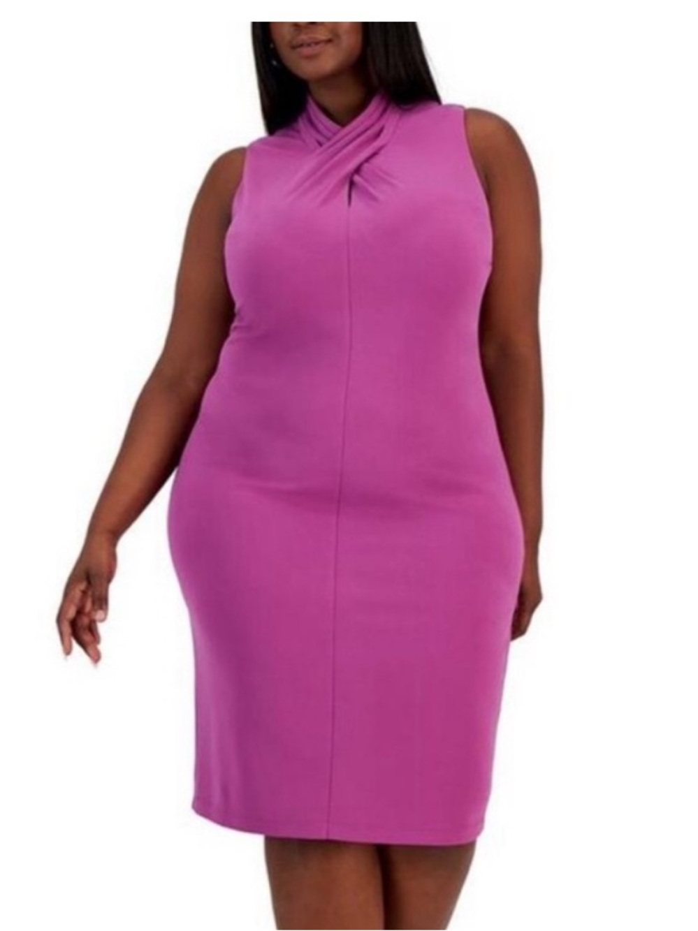 Rachel Roy NWT 18W Plum Sleeveless Twist-Neck Midi Dress in Magenta